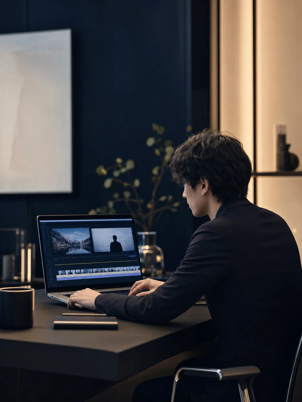 B2B 企業の YouTube 動画編集風景